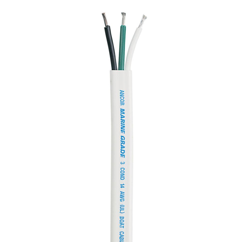 Ancor Triplex Cable - 14/3 AWG - 100' marine-grade cable with black, green, and white conductors in a white jacket.