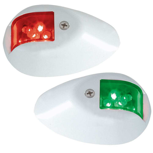 Perko LED Side Lights - Red/Green - 12V - White Epoxy Coated Housing [0602DP1WHT] - Sea & Tech Outfitters Florida, LLC