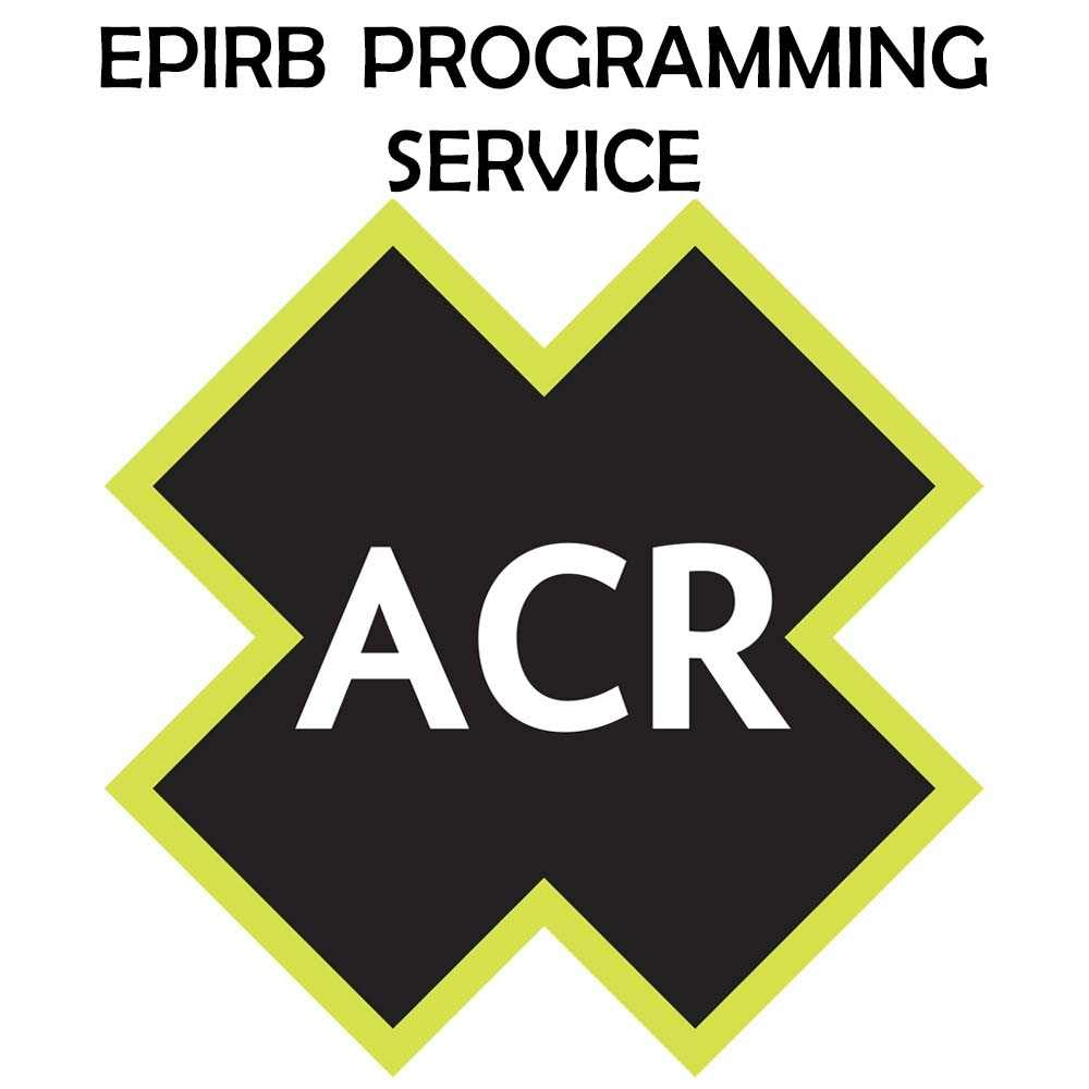 ACR EPIRB/PLB Programming Service logo with warning label.