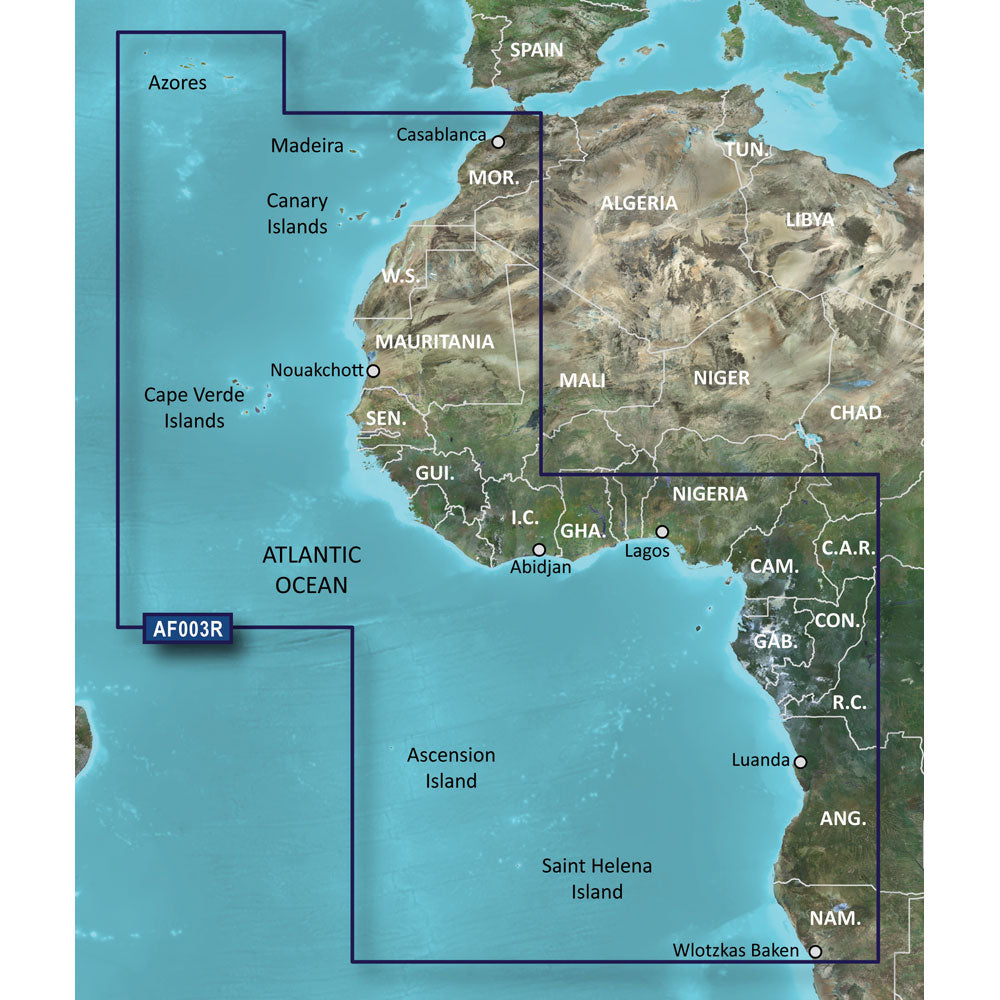 Garmin BlueChart g3 HD - HXAF003R - Western Africa - microSD/SD [010-C0749-20] - Sea & Tech Outfitters Florida, LLC