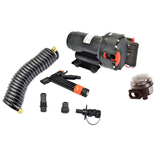 Johnson Pump Aqua Jet 5.2 GPH Washdown Pump Kit w/Hose - 12V [64534] - Sea & Tech Outfitters Florida, LLC