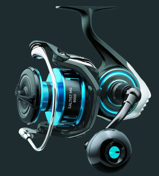 Daiwa Saltist MQ Spinning Reel with durable aluminum frame and Monocoque Body design, featuring Zaion Air Rotor and Magsealed shaft for saltwater fishing.