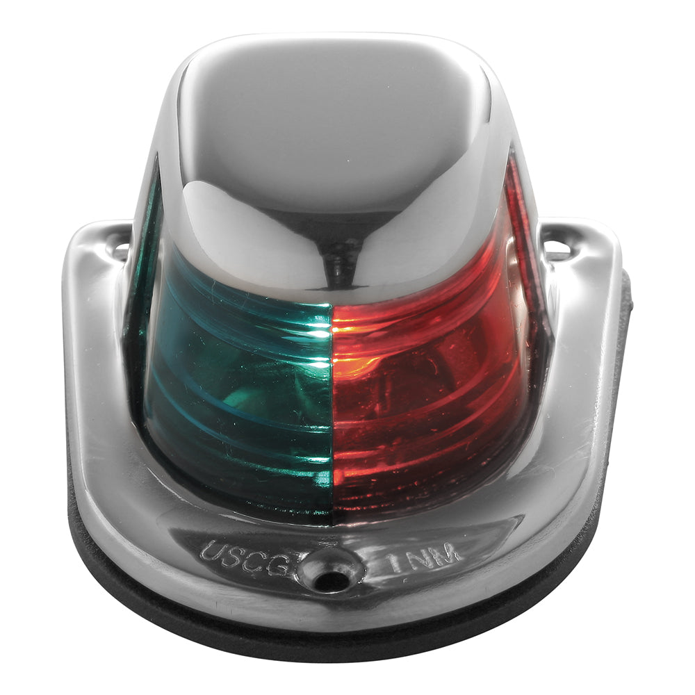 Attwood 1-Mile Deck Mount, Bi-Color Red/Green Combo Sidelight - 12V - Stainless Steel Housing [66318-7] - Sea & Tech Outfitters Florida, LLC