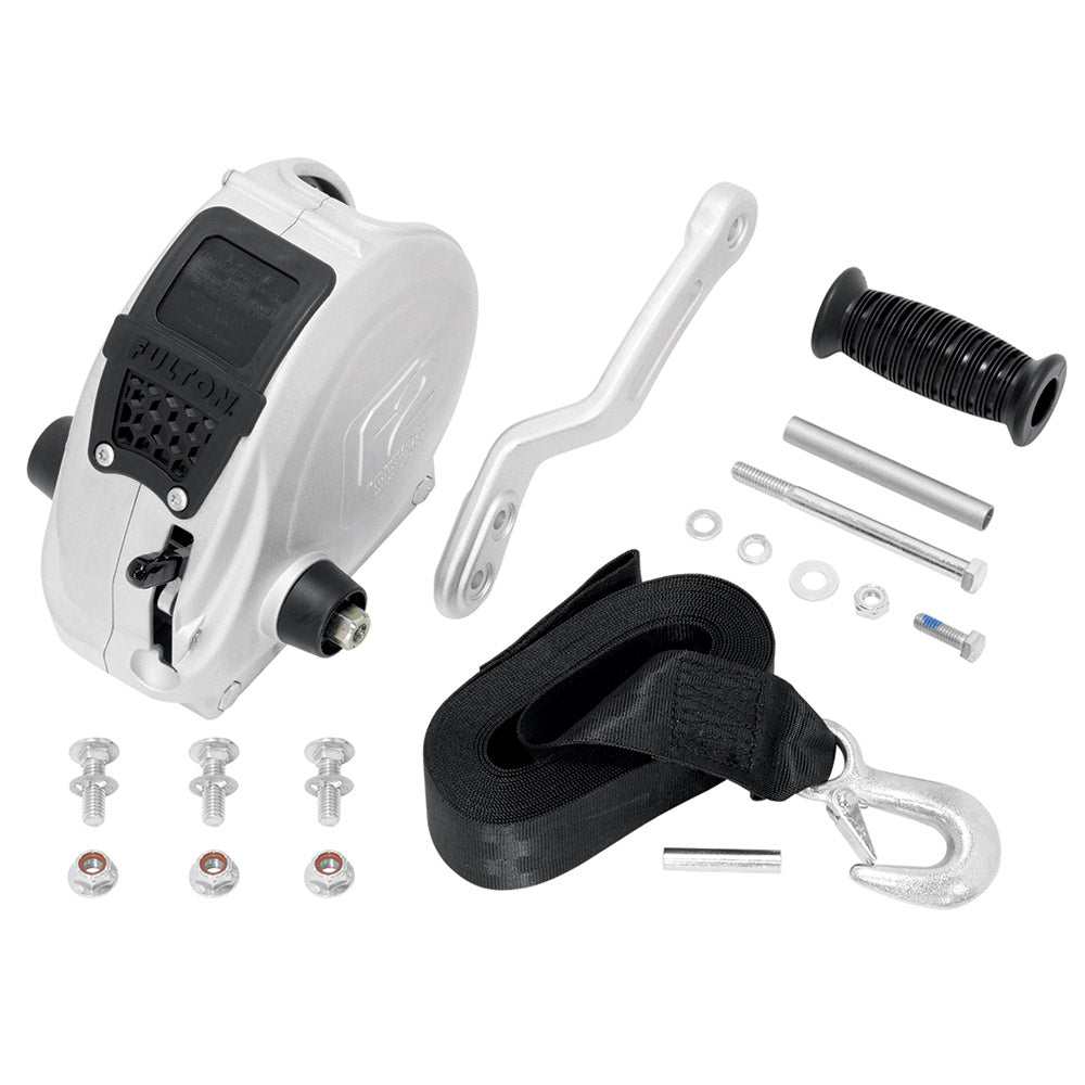 Fulton F2 Trailer Winch 1,600 lbs. - Single Speed w/Strap, Sharkskin Finish [FW16000101] - Sea & Tech Outfitters Florida, LLC