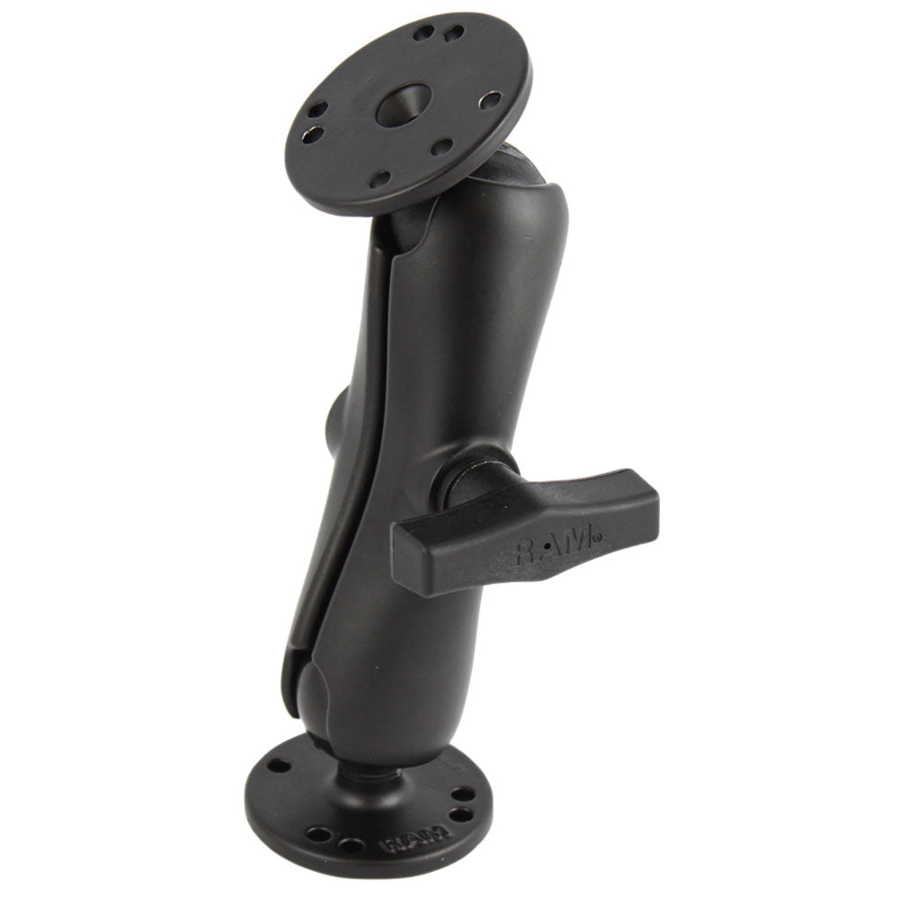 RAM Mount 1.5" Ball Double Socket Arm w/2 2.5" Round Bases - AMPs Pattern [RAM-101U]