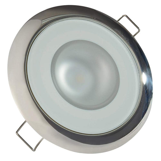 Lumitec Mirage - Flush Mount Down Light - Glass Finish/Polished SS - 4-Color Red/Blue/Purple Non Dimming w/White Dimming [113110] - Sea & Tech Outfitters Florida, LLC