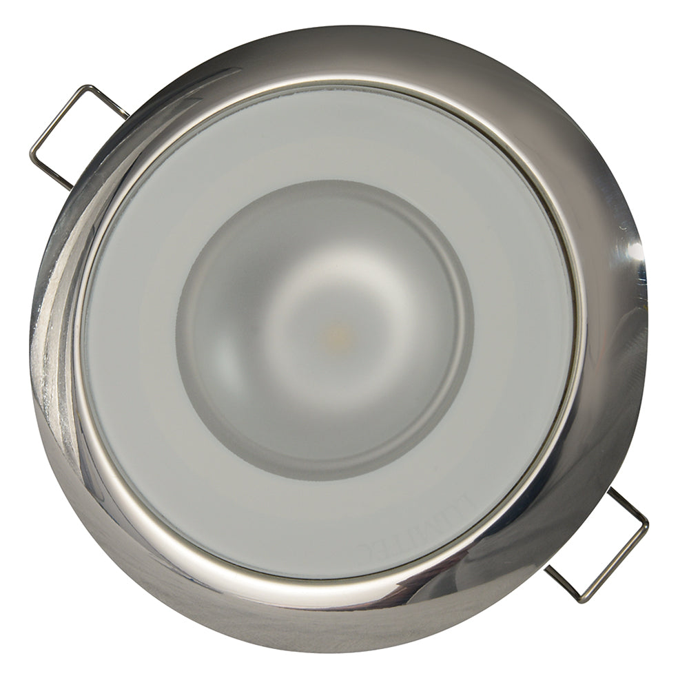 Lumitec Mirage - Flush Mount Down Light - Glass Finish/Polished SS Bezel - 2-Color White/Blue Dimming [113111] - Sea & Tech Outfitters Florida, LLC