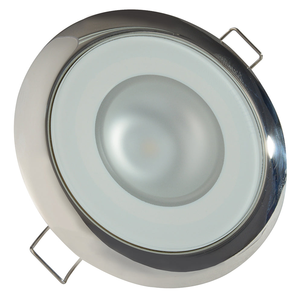 Lumitec Mirage - Flush Mount Down Light - Glass Finish/Polished SS Bezel - 2-Color White/Blue Dimming [113111] - Sea & Tech Outfitters Florida, LLC