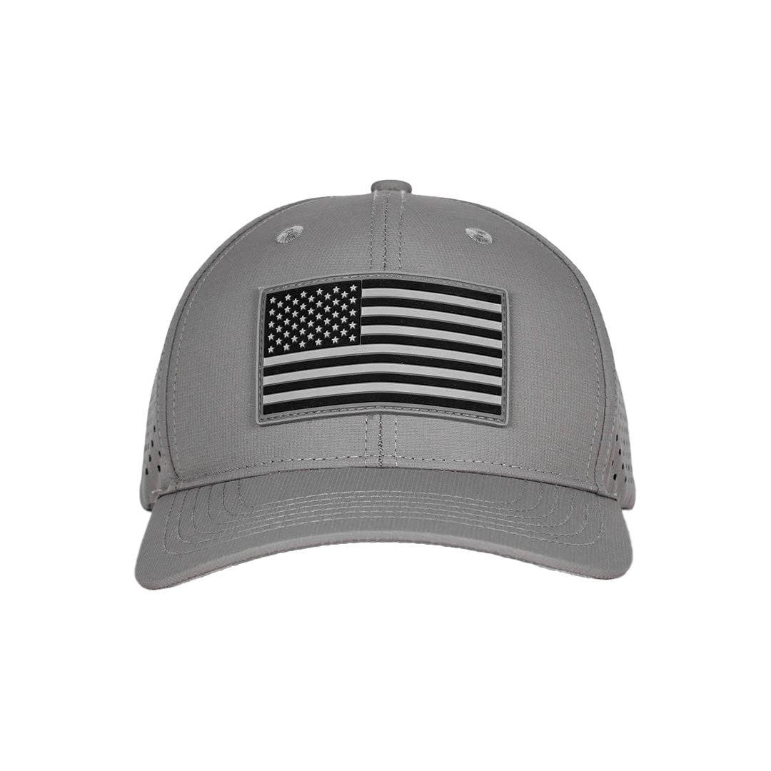 Soul of Adventure Performance Snap Back| Blackout American Flag | Grey