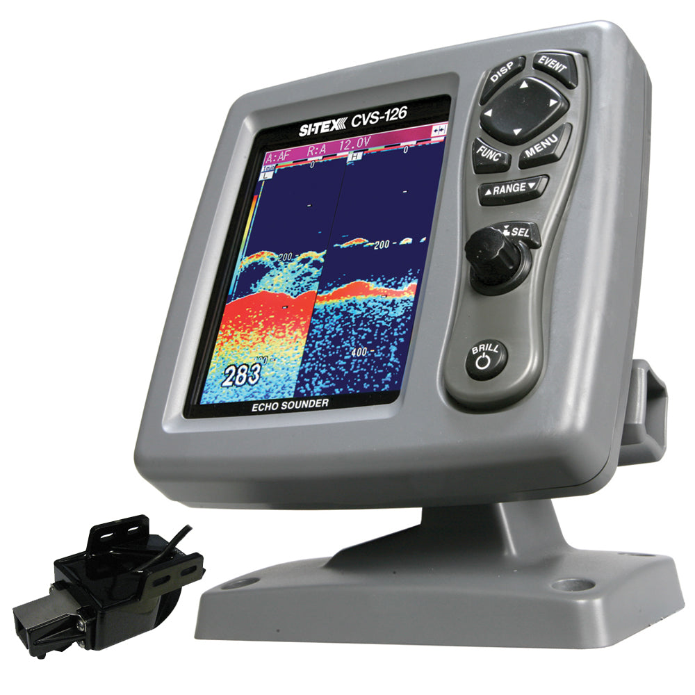 SI-TEX CVS-126 Dual Frequency Color Echo Sounder w/Transom Mount Triducer 250/50/200ST-CX [CVS-126TM] - Sea & Tech Outfitters Florida, LLC