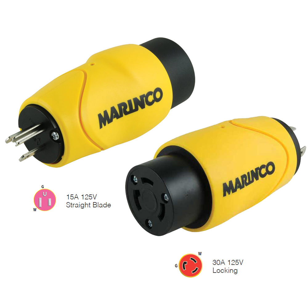 Marinco Straight Adapter 15Amp Straight Male to 30Amp Locking Female Connector [S15-30] - Sea & Tech Outfitters Florida, LLC