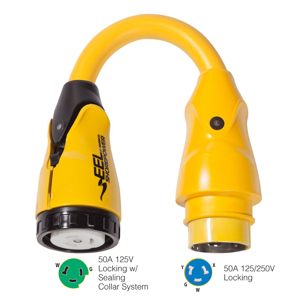 Marinco P504-503 EEL 50A-125V Female to 50A-125/250V Male Pigtail Adapter - Yellow [P504-503] - Sea & Tech Outfitters Florida, LLC