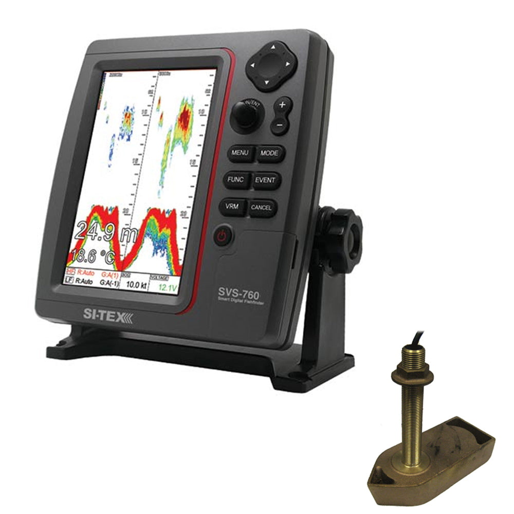 SI-TEX SVS-760 Dual Frequency Sounder 600W Kit w/Bronze Thru-Hull Temp Transducer - 307/50/200T-CX [SVS-760TH1] - Sea & Tech Outfitters Florida, LLC