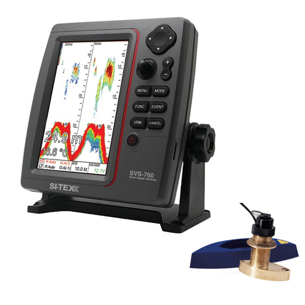 SI-TEX SVS-760 Dual Frequency Sounder 600W Kit w/Bronze Thru-Hull Speed & Temp Transducer [SVS-760TH2] - Sea & Tech Outfitters Florida, LLC