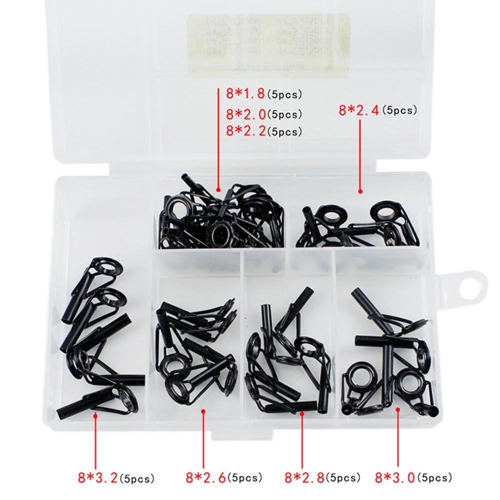 40 Pc Fishing Rod, Top Ring Guide Eye Set Square Storage Box