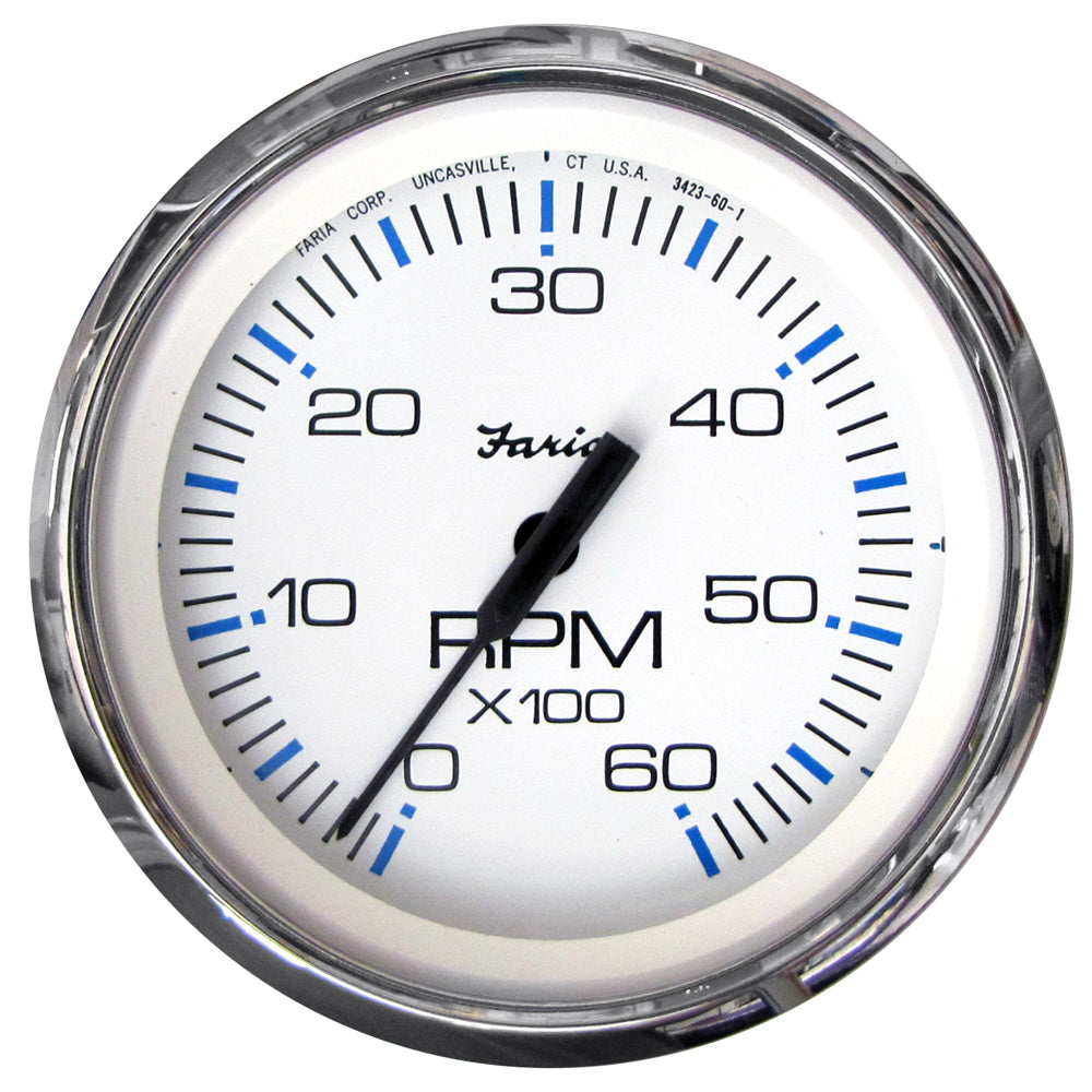 Faria Chesapeake White SS 4" Tachometer - 6000 RPM (Gas) (Inboard  I/O) [33807] - Sea & Tech Outfitters Florida, LLC