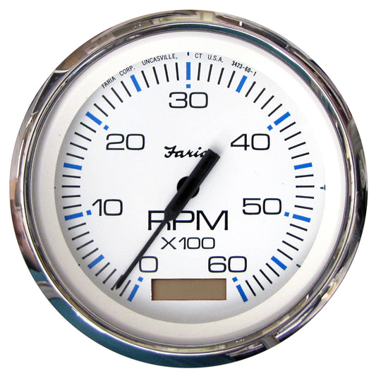 Faria Chesapeake White SS 4" Tachometer w/Hourmeter - 6000 RPM (Gas)(Inboard) [33832] - Sea & Tech Outfitters Florida, LLC