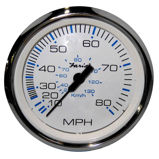 Faria Chesapeake White SS 4" Speedometer - 80MPH (Pitot) [33819] - Sea & Tech Outfitters Florida, LLC