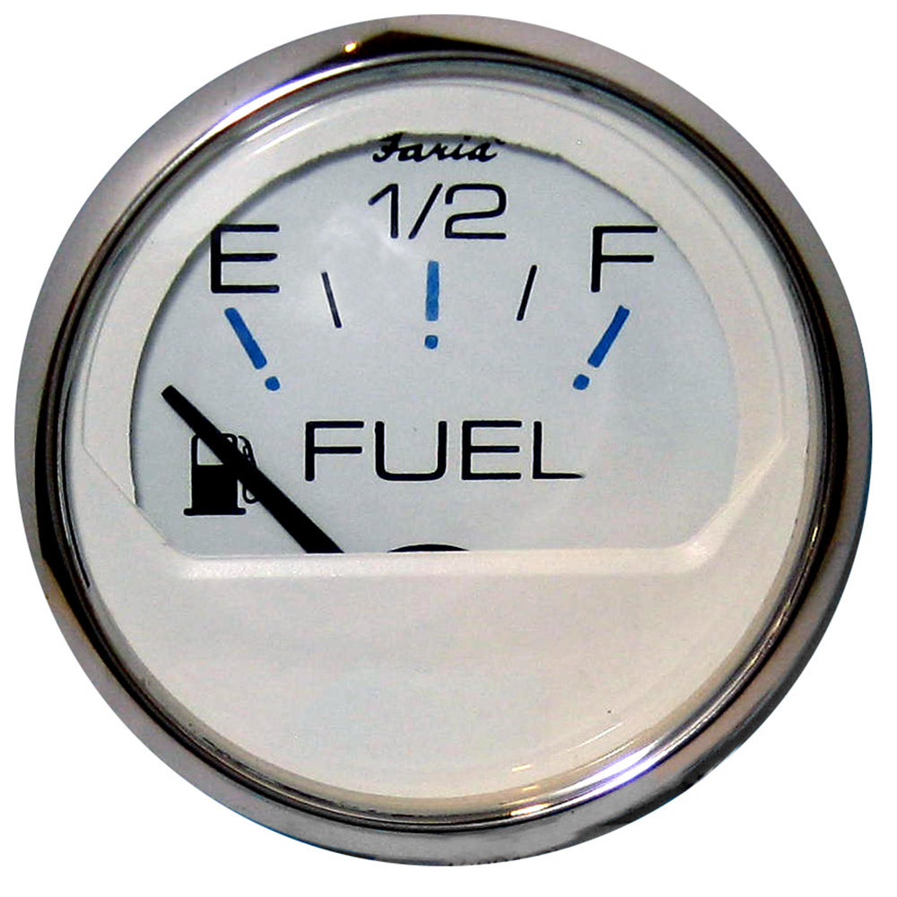 Faria Chesapeake White SS 2" Fuel Level Gauge (E-1/2-F) [13801] - Sea & Tech Outfitters Florida, LLC