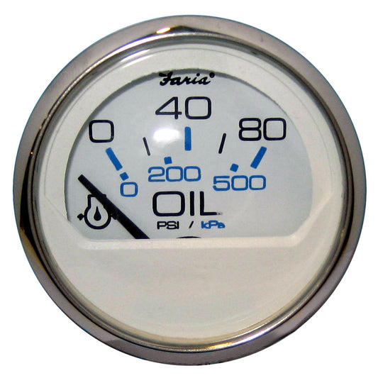 Faria Chesapeake White SS 2" Oil Pressure Gauge (80 PSI) [13802] - Sea & Tech Outfitters Florida, LLC