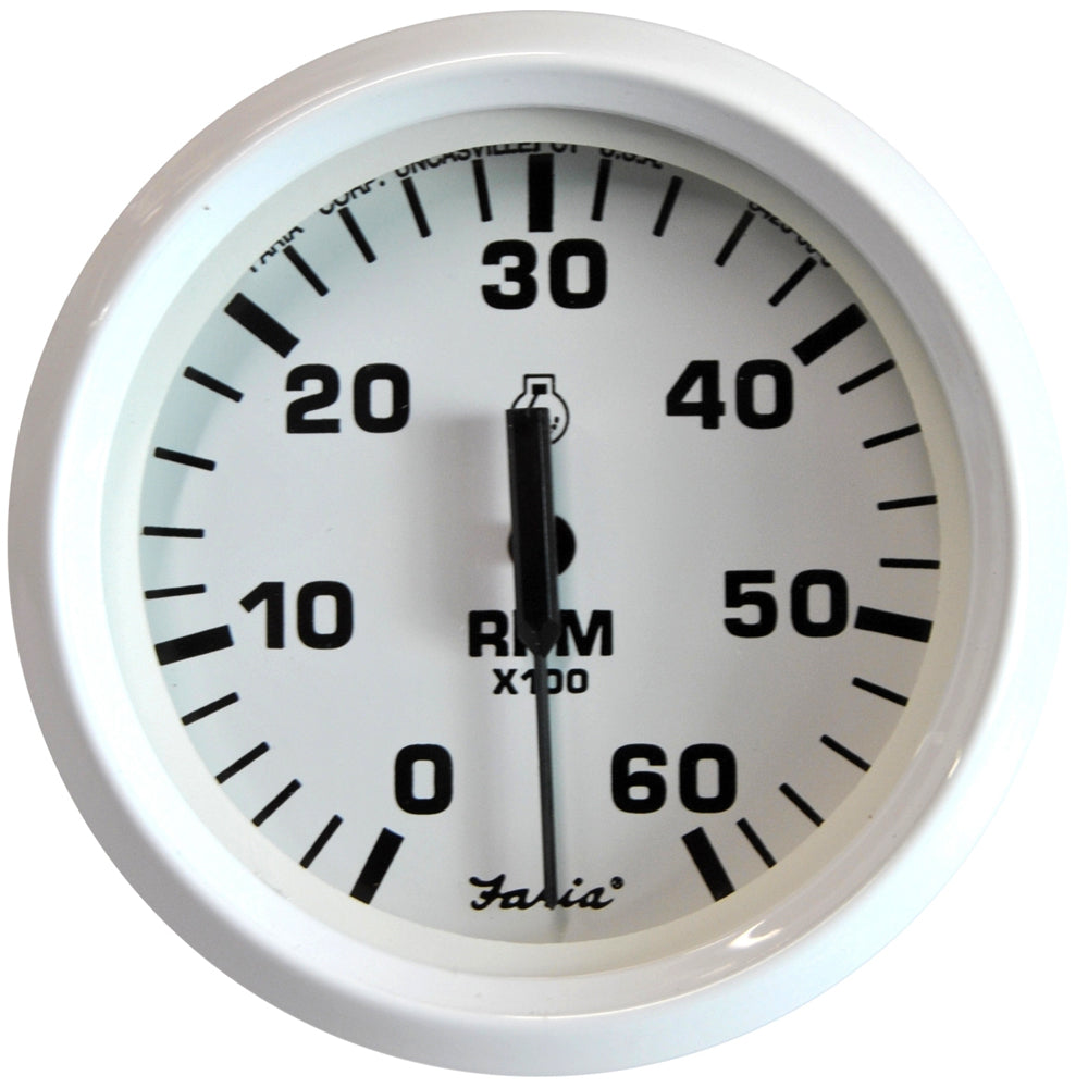 Faria Dress White 4" Tachometer - 6000 RPM (Gas) (Inboard  I/O) [33103] - Sea & Tech Outfitters Florida, LLC