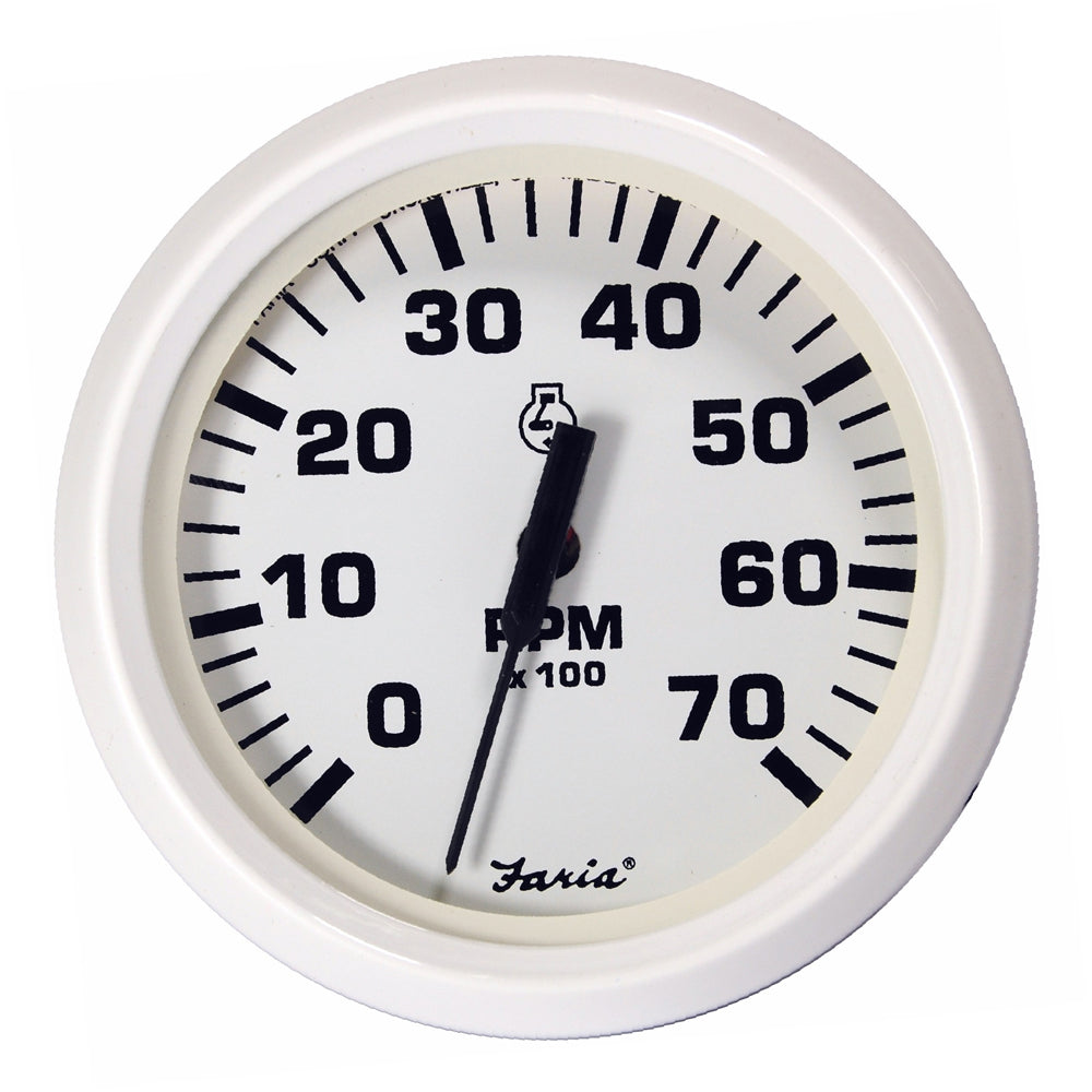 Faria Dress White 4" Tachometer - 7000 RPM (Gas) (All Outboards) [33104] - Sea & Tech Outfitters Florida, LLC