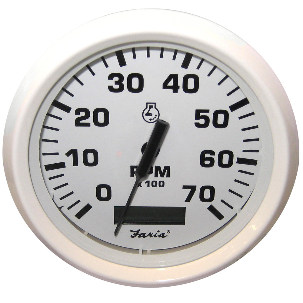 Faria Dress White 4" Tachometer w/Hourmeter - 7000 RPM (Gas) (Outboard) [33140] - Sea & Tech Outfitters Florida, LLC