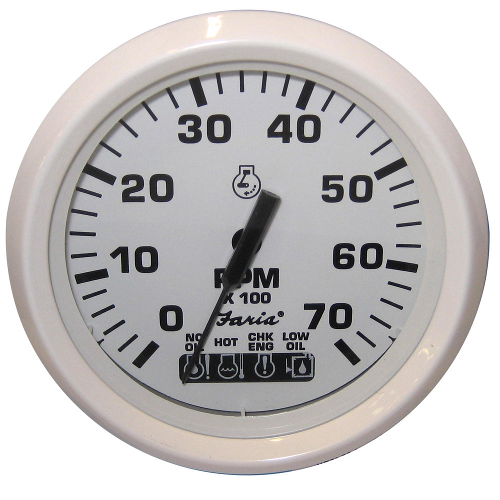 Faria Dress White 4" Tachometer w/Systemcheck Indicator - 7000 RPM (Gas) (Johnson / Evinrude Outboard) [33150] - Sea & Tech Outfitters Florida, LLC