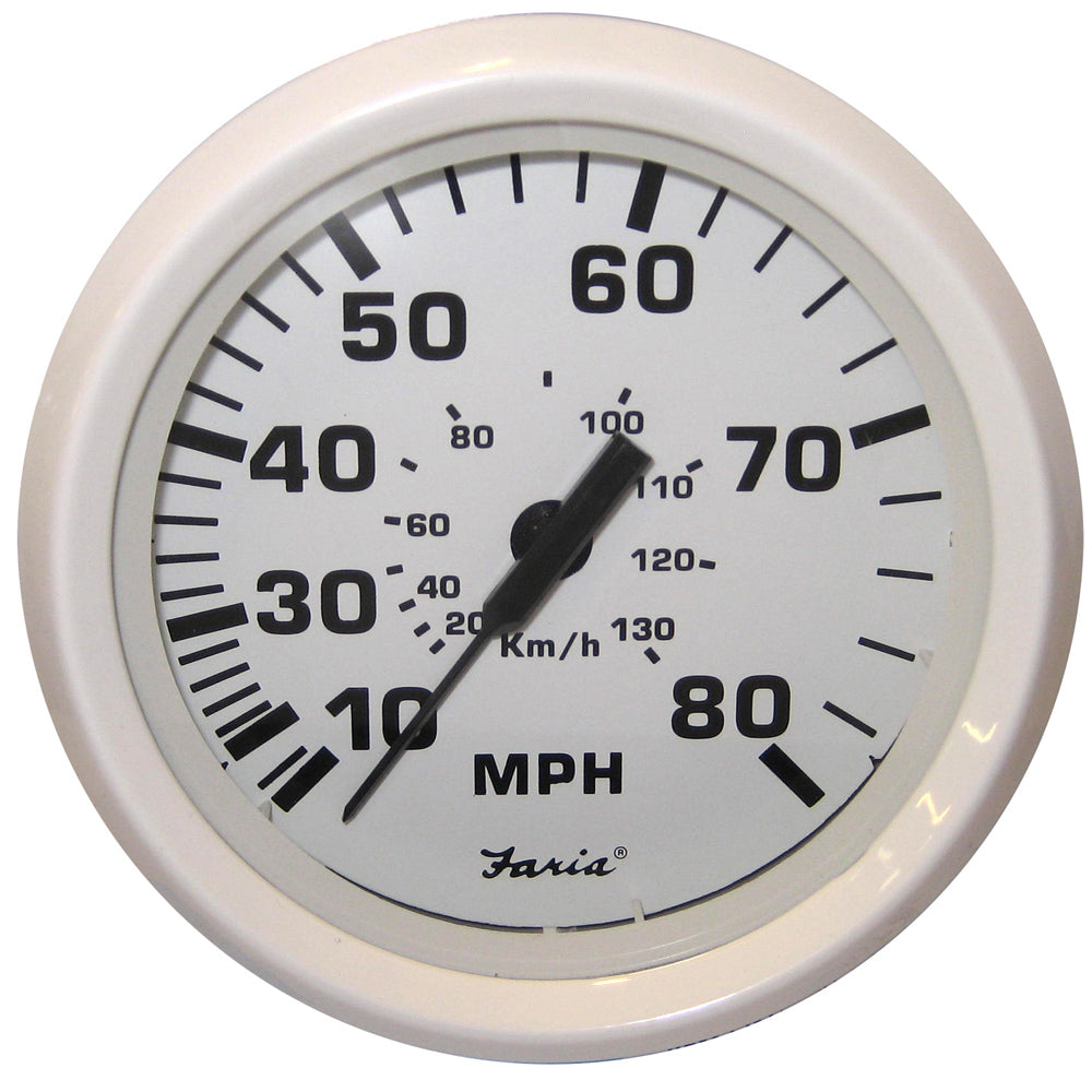 Faria Dress White 4" Speedometer - 80MPH (Pitot) [33113] - Sea & Tech Outfitters Florida, LLC