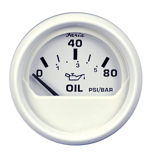 Faria Dress White 2" Oil Pressure Gauge (80 PSI) [13102] - Sea & Tech Outfitters Florida, LLC