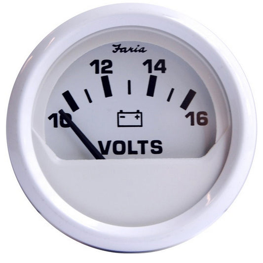 Faria Dress White 2" Voltmeter (10-16 VDC) [13120] - Sea & Tech Outfitters Florida, LLC