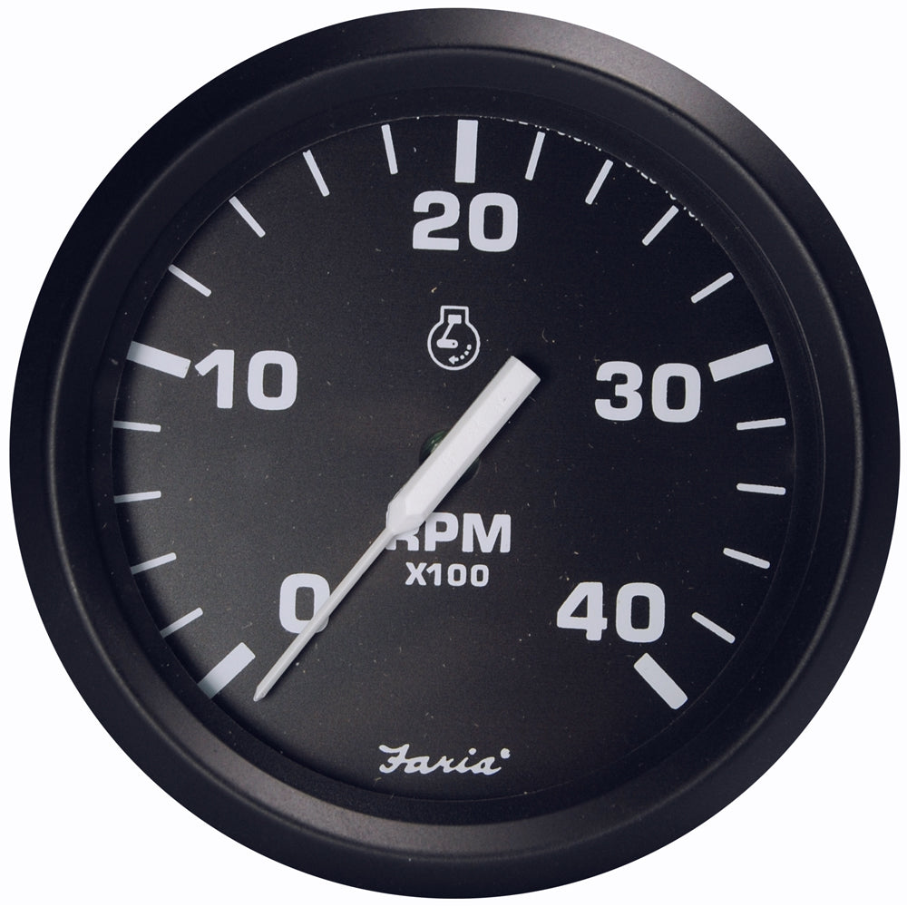 Faria Euro Black 4" Tachometer - 4000 RPM (Diesel - Magnetic Pick-Up) [32803] - Sea & Tech Outfitters Florida, LLC