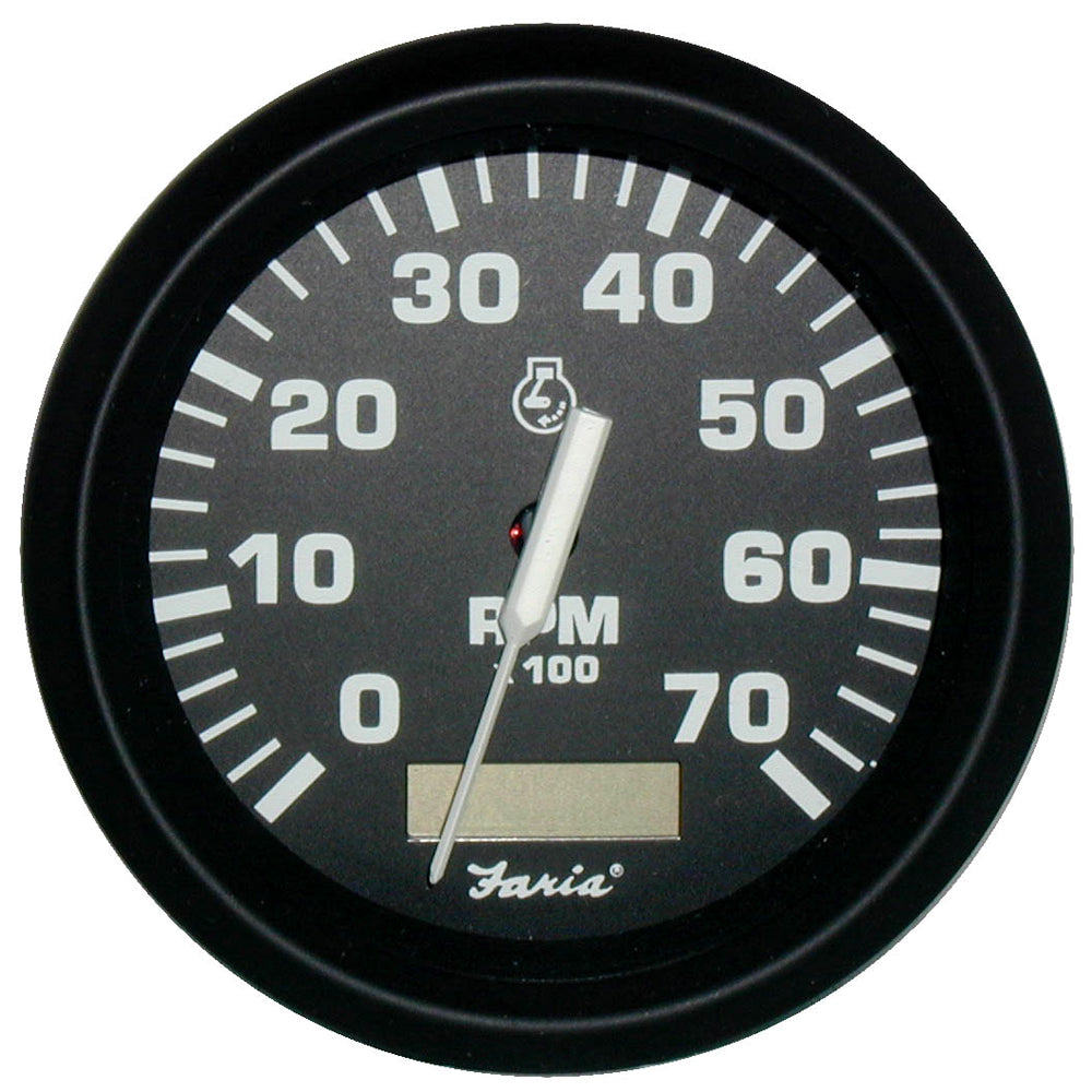 Faria Euro Black 4" Tachometer w/Hourmeter - 7,000 RPM (Gas - Outboard) [32840] - Sea & Tech Outfitters Florida, LLC