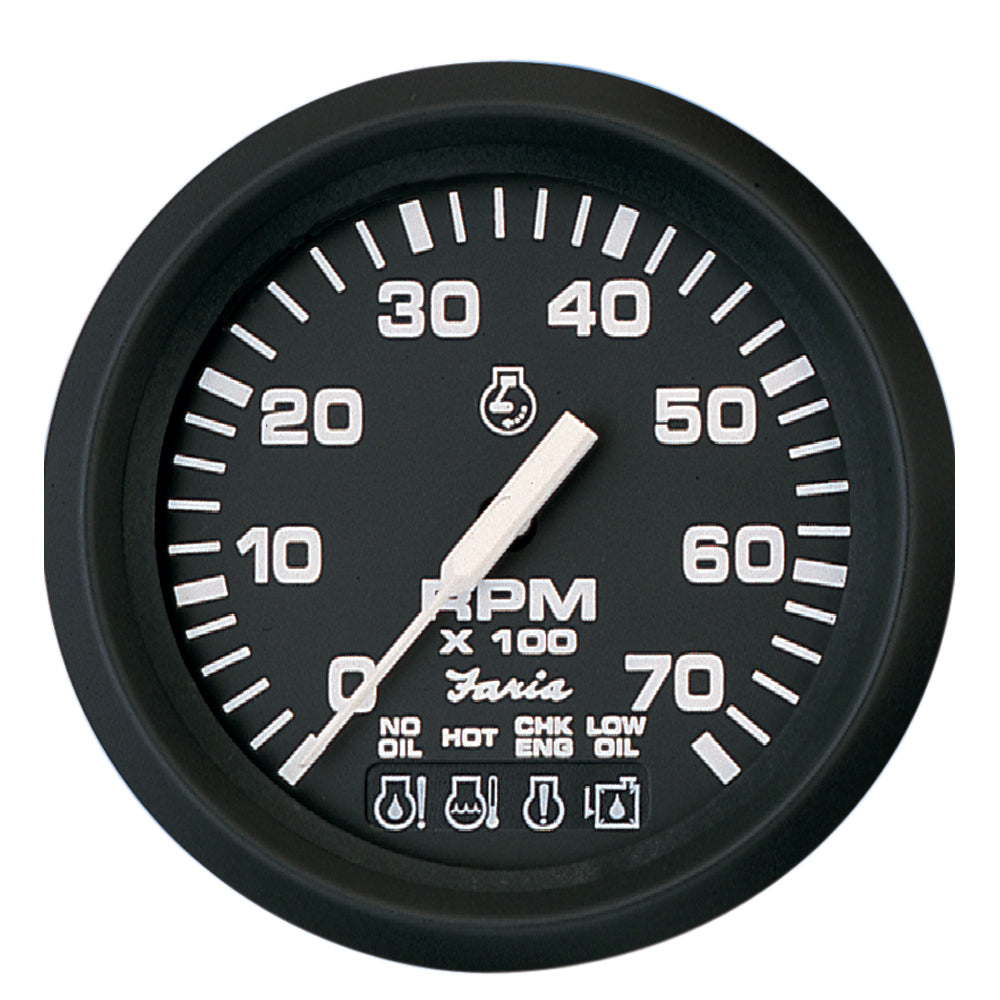 Faria Euro Black 4" Tachometer w/Systemcheck 7000 RPM (Gas) f/ Johnson / Evinrude Outboard) [32850] - Sea & Tech Outfitters Florida, LLC