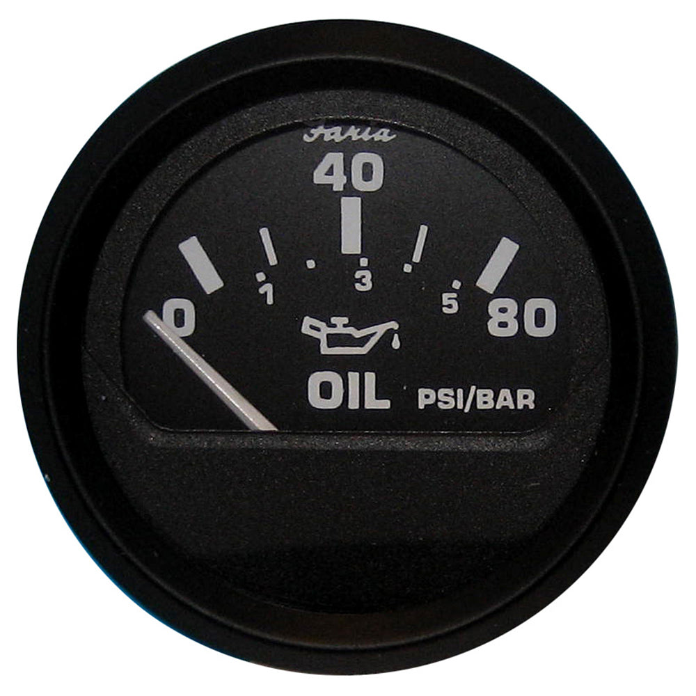 Faria Euro Black 2" Oil Pressure Gauge (80 PSI) [12803] - Sea & Tech Outfitters Florida, LLC