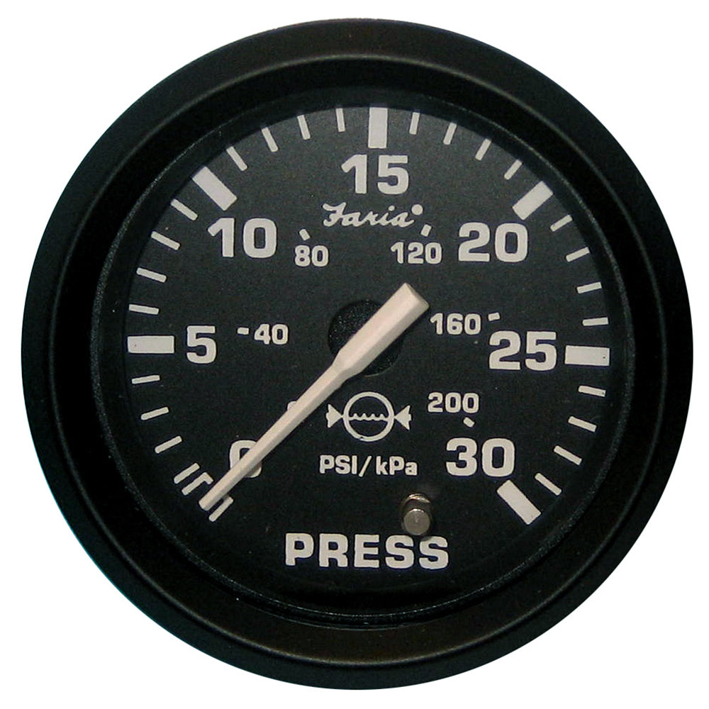 Faria Euro Black 2" Water Pressure Gauge (30 PSI) [12810] - Sea & Tech Outfitters Florida, LLC