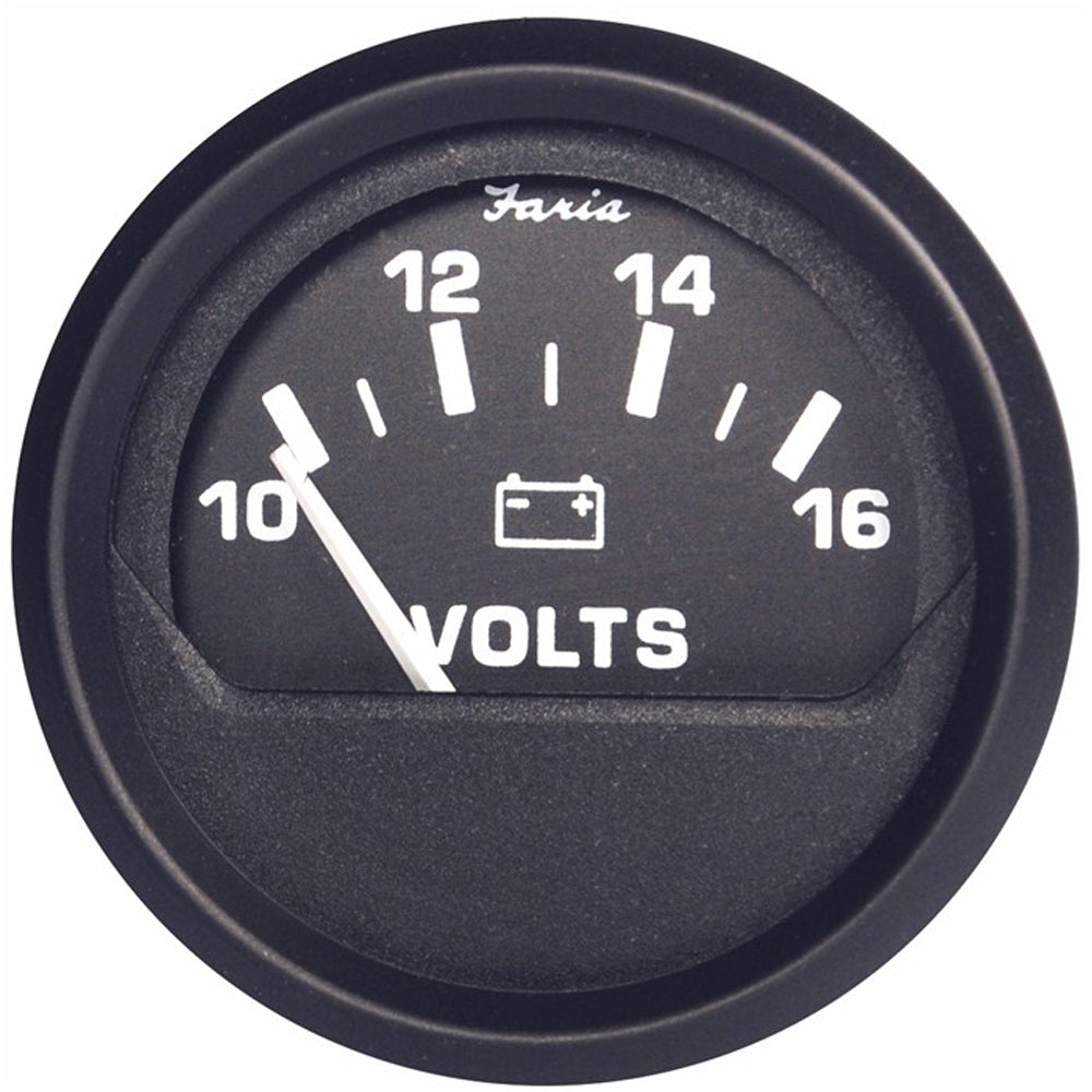 Faria Euro Black 2" Voltmeter (10-16 V) [12821] - Sea & Tech Outfitters Florida, LLC