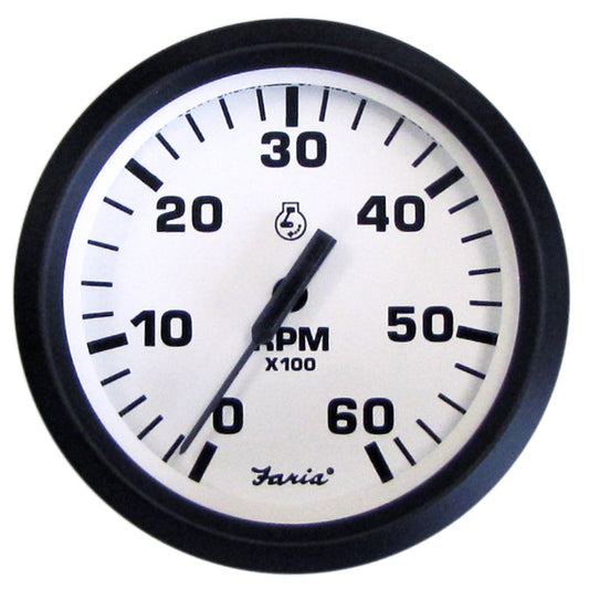 Faria Euro White 4" Tachometer - 6000 RPM (Gas) (Inboard  I/O) [32904] - Sea & Tech Outfitters Florida, LLC