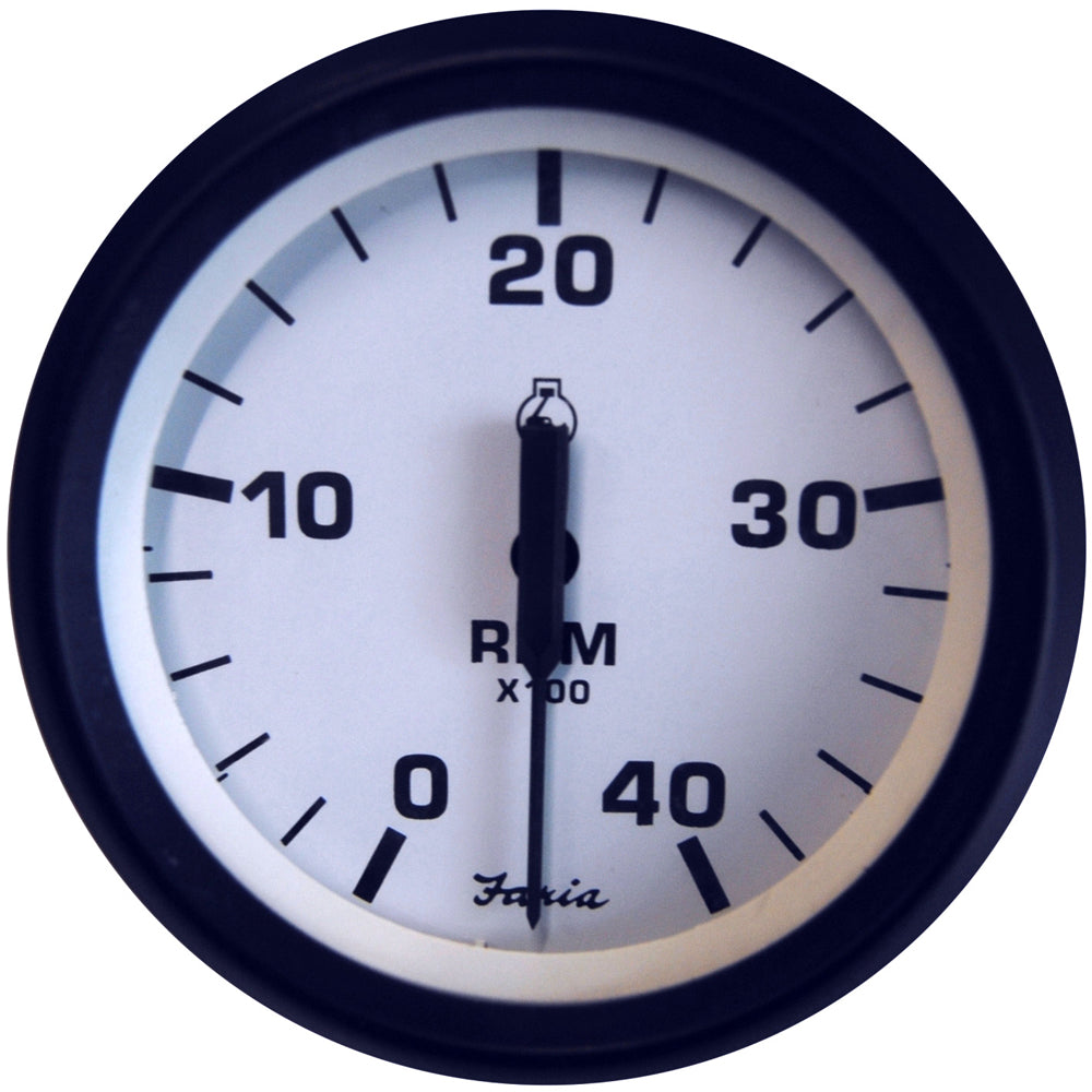 Faria Euro White 4" Tachometer 4000 RPM (Diesel) (Mechanical Takeoff  Var Ratio Alt) [32942] - Sea & Tech Outfitters Florida, LLC