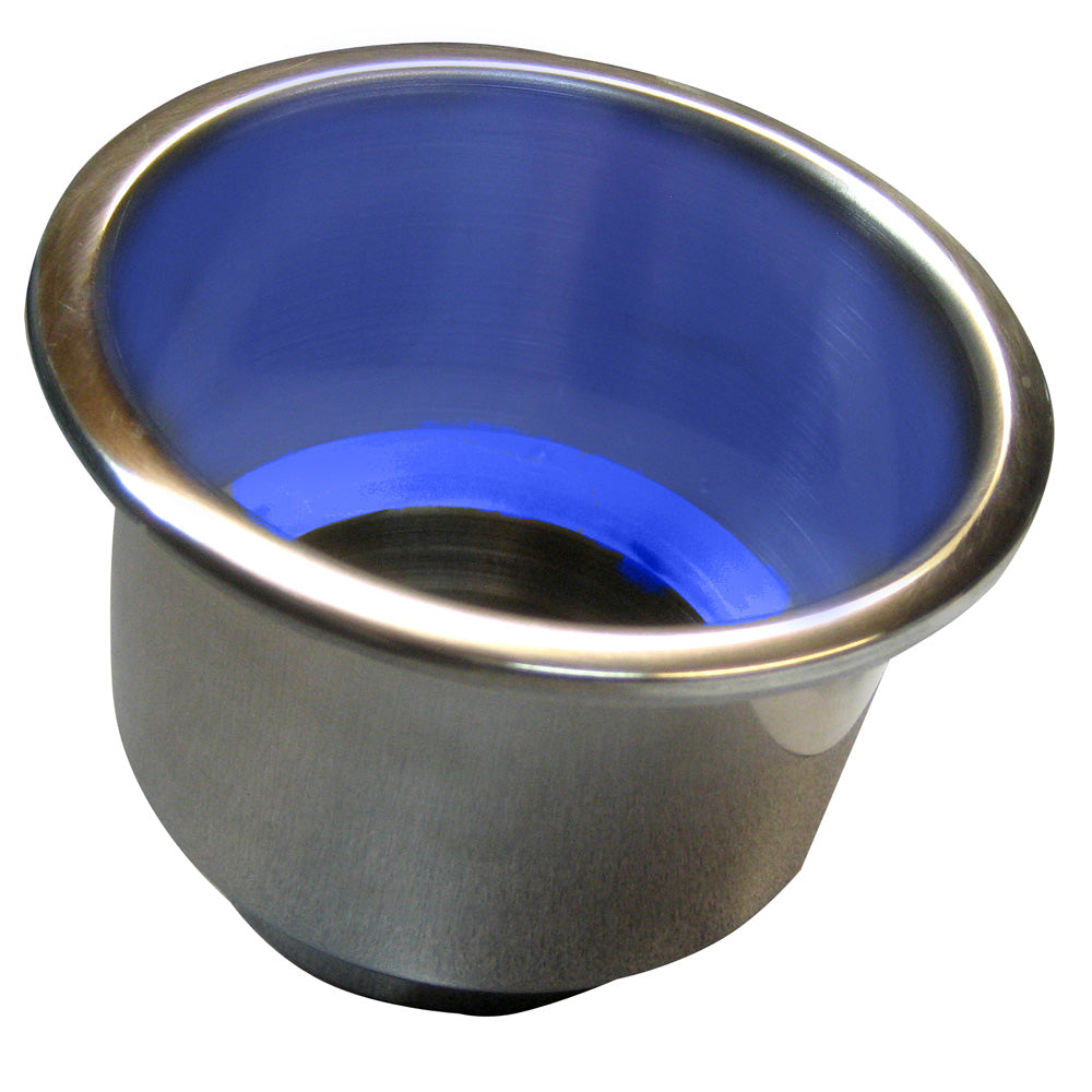 Whitecap Flush Mount Cup Holder w/Blue LED Light - Stainless Steel [S-3511BC] - Sea & Tech Outfitters Florida, LLC