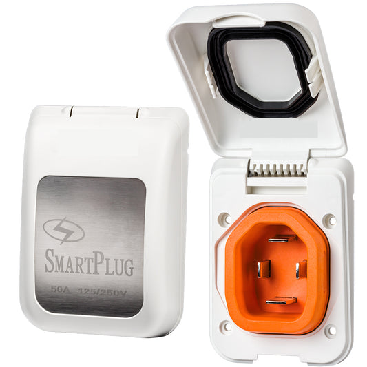 SmartPlug 50 AMP Male Non-Metallic Inlet Cover - White [BM50PW] - Sea & Tech Outfitters Florida, LLC