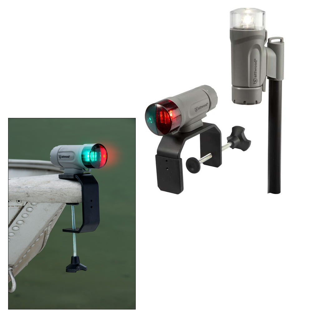 Attwood PaddleSport Portable Navigation Light Kit - C-Clamp, Screw Down or Adhesive Pad - Gray [14194-7] - Sea & Tech Outfitters Florida, LLC