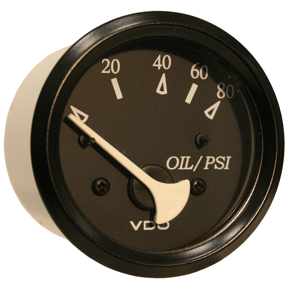 VDO Cockpit Marine Oil Pressure Gauge - 80 PSI - Black Dial/Bezel [350-11800] - Sea & Tech Outfitters Florida, LLC