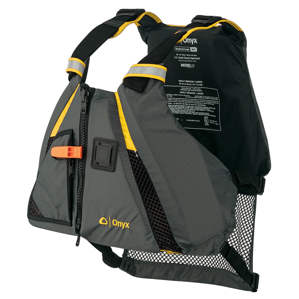 Onyx Movement Dynamic Paddle Sports Vest - Yellow/Grey - M/L [122200-300-040-18] - Sea & Tech Outfitters Florida, LLC