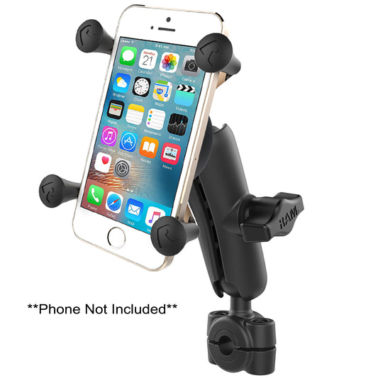 RAM Mount RAM Torque 3/8" - 5/8" Diameter Mini Rail Base with 1" Ball, Medium Arm and X-Grip for Phones [RAM-B-408-37-62-UN7U]