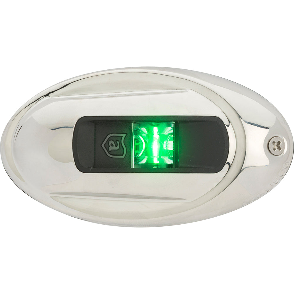 Attwood LightArmor Vertical Surface Mount Navigation Light - Oval - Starboard (green) - Stainless Steel - 2NM [NV4012SSG-7] - Sea & Tech Outfitters Florida, LLC