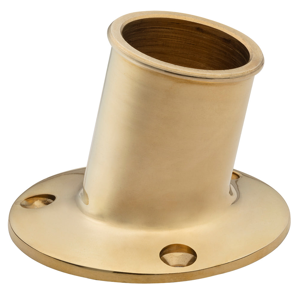 Whitecap Top-Mounted Flag Pole Socket - Polished Brass - 1-1/4" ID [S-5003B] - Sea & Tech Outfitters Florida, LLC