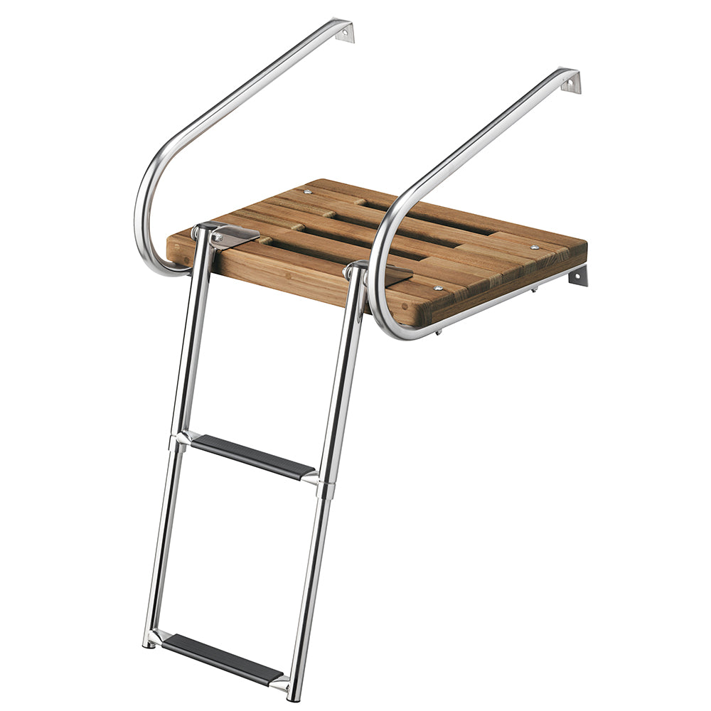 Whitecap Teak Swim Platform w/2-Step Telescoping Ladder f/Boats w/Inboard/Outboard Motors [68904] - Sea & Tech Outfitters Florida, LLC