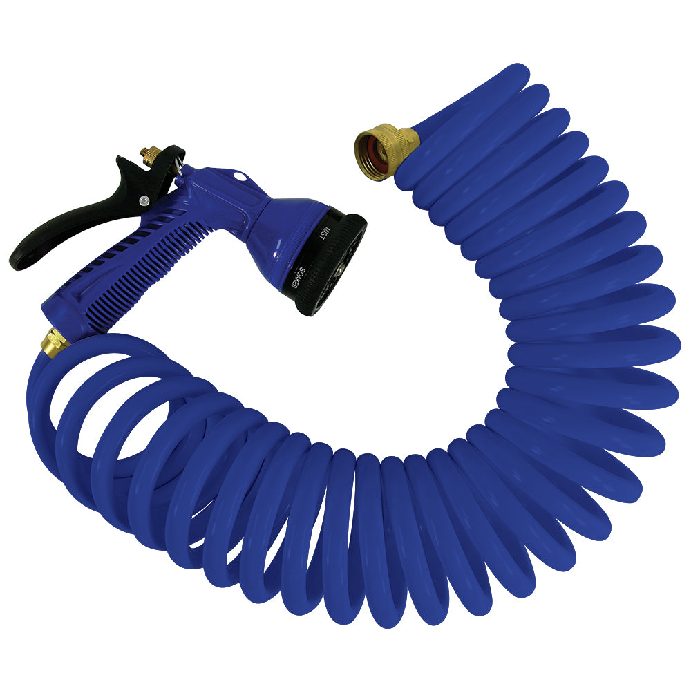 Whitecap 25 Blue Coiled Hose w/Adjustable Nozzle [P-0441B] - Sea & Tech Outfitters Florida, LLC