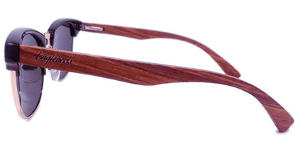 Engleberts Real Walnut Wood Club Style Sunglasses, Polarized Lenses